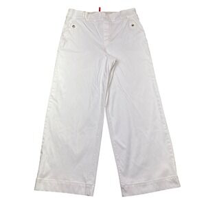 SPANX Women's White‎ Wide Leg Cropped Pants Sailor Style Button Sz XL Fits 34"